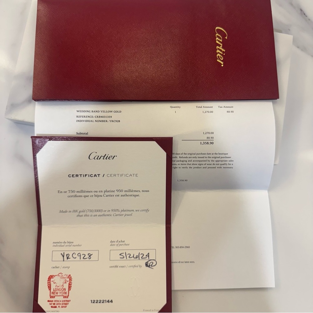 CARTIER 1895 18K GOLD WEDDING BAND RING IN 3.5 MM WIDTH - SIZE 59 MM - Picture 6 of 9
